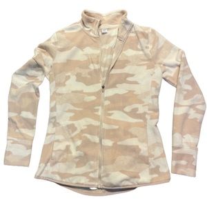 Old Navy micro performance zip fleece XS pink camo thumb holes